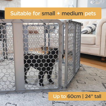 6-Panel Plastic Pet Playpen - Grey - Hakuna Pets
