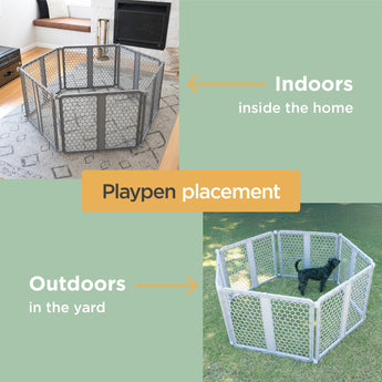6-Panel Plastic Pet Playpen - Grey - Hakuna Pets