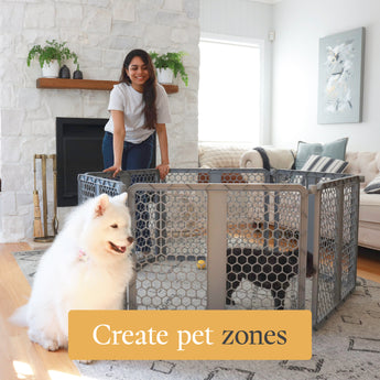 6-Panel Plastic Pet Playpen - Grey - Hakuna Pets