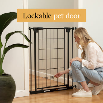 Metal Pet Gate | Extra Tall | 1.12m W x 0.82m H - Black - Hakuna Pets