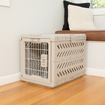 Collapsible Pet Crate - M / Warm Grey - Hakuna Pets