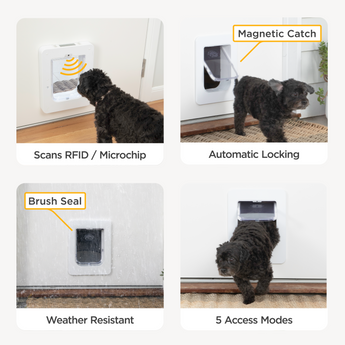 Electronic Pet Door + 2 RFID Tags - S / White - Hakuna Pets