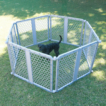 6-Panel Plastic Pet Playpen - Grey - Hakuna Pets