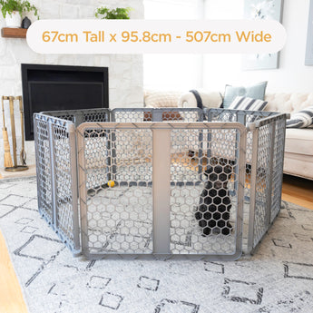 6-Panel Plastic Pet Playpen - Grey - Hakuna Pets
