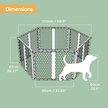 6-Panel Plastic Pet Playpen - Grey - Hakuna Pets
