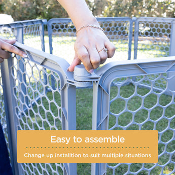 6-Panel Plastic Pet Playpen - Grey - Hakuna Pets