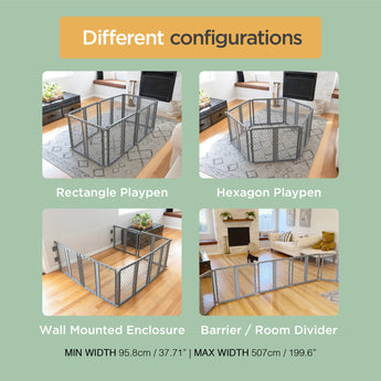 6-Panel Plastic Pet Playpen - Grey - Hakuna Pets
