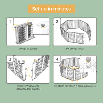 6-Panel Plastic Pet Playpen - Grey - Hakuna Pets