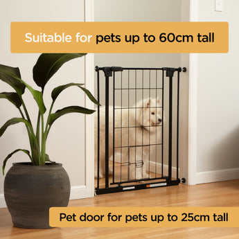 Metal Pet Gate | Extra Tall | 1.12m W x 0.82m H - Black - Hakuna Pets