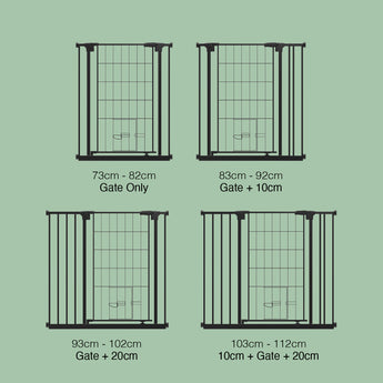 Metal Pet Gate | Extra Tall | 1.12m W x 0.82m H - Black - Hakuna Pets