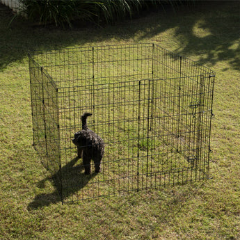8-Panel Wire Pet Playpen - Black - Hakuna Pets